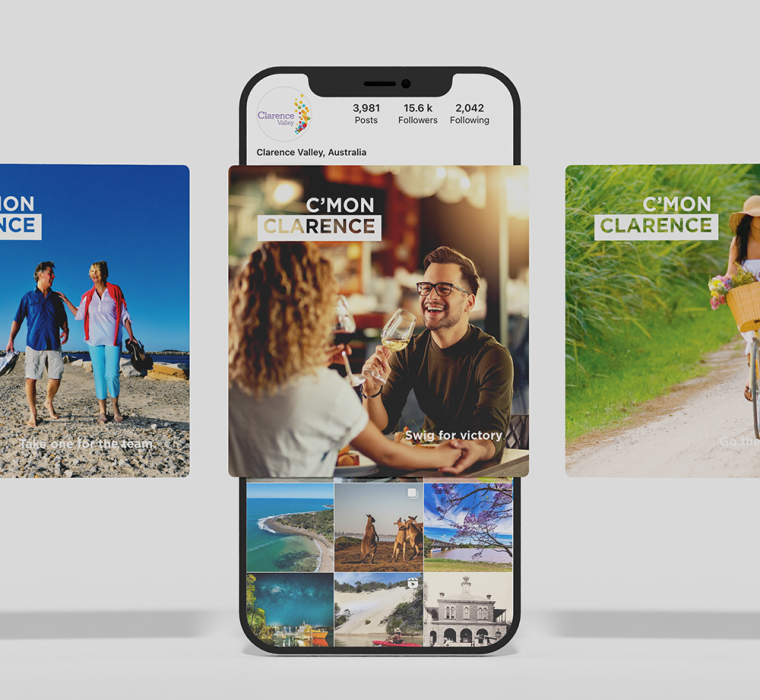 Image of the MyClarenceValley Instagram page with three example advertisement displayed